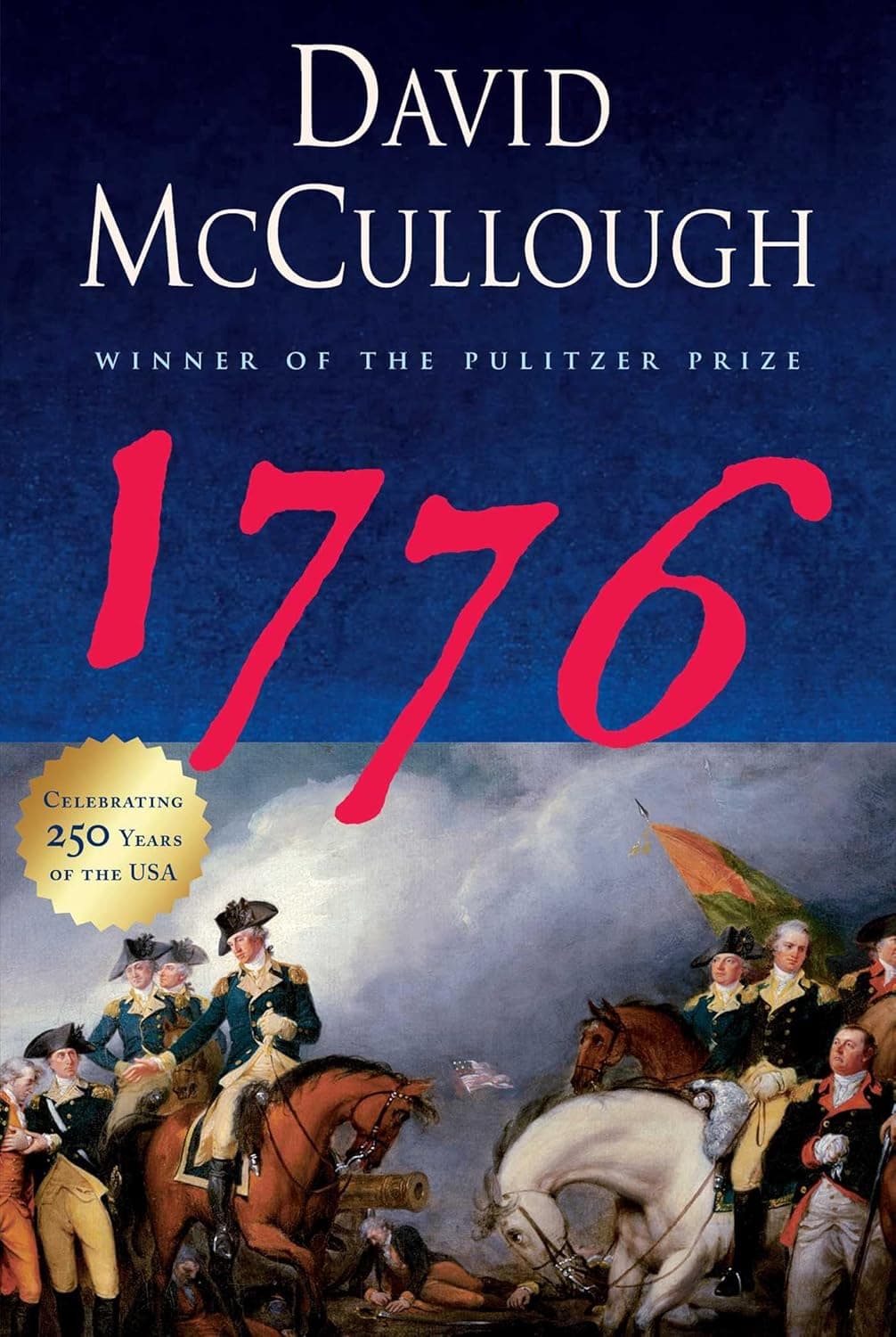Book cover showing a Revolutionary War painting featuring George Washington