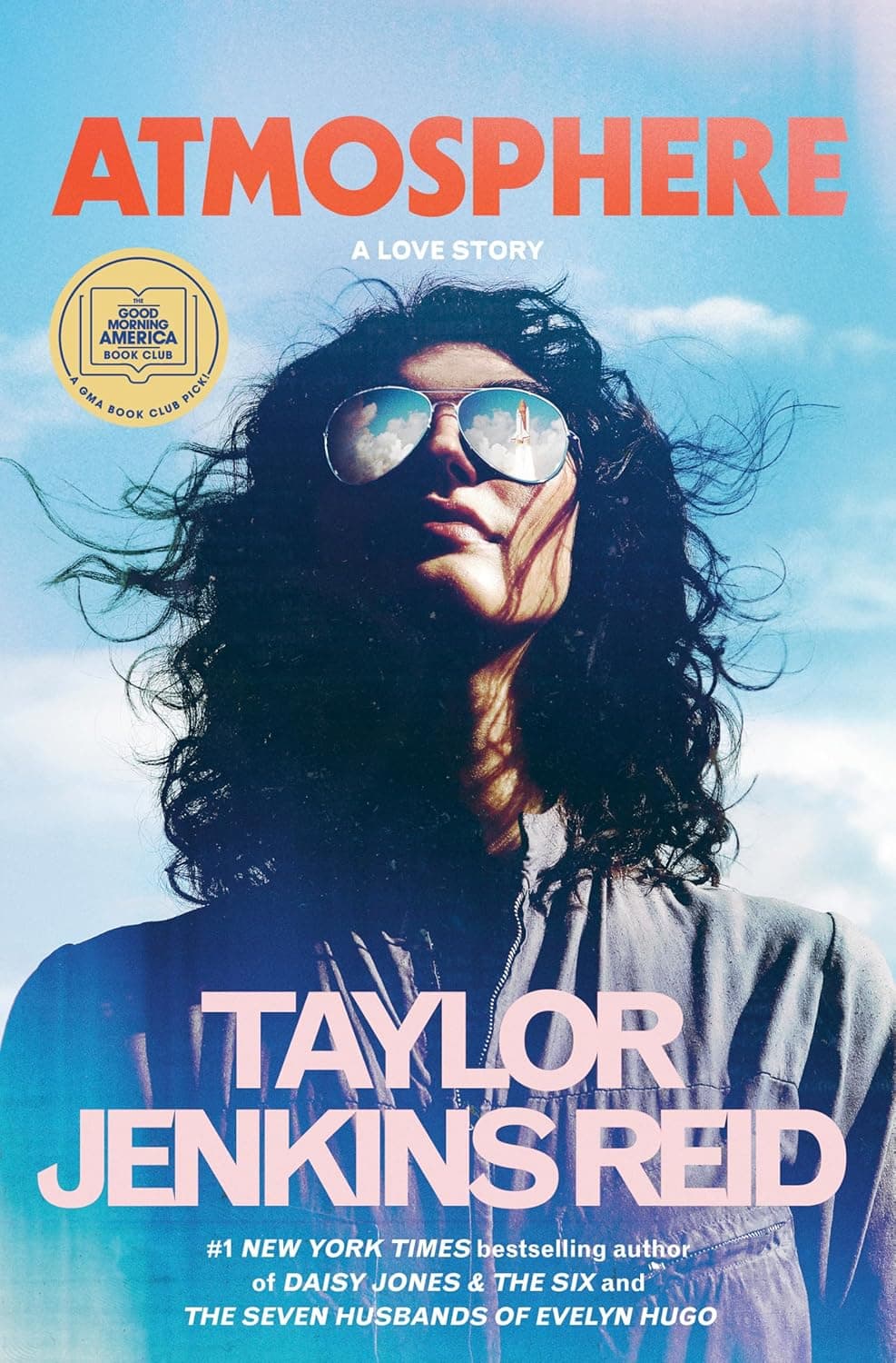 Book cover showing a dark-haired woman in aviator glasses staring at a space shuttle launch