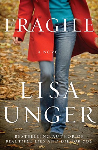 Book cover showing a woman in a red coat walking along a leaf-strewn path