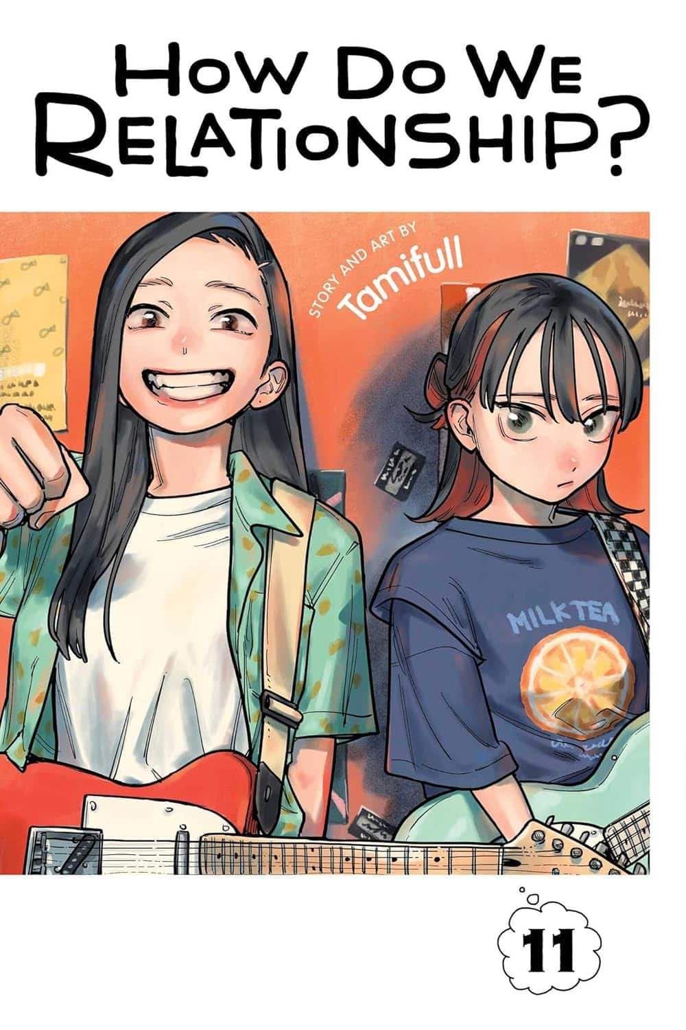 Book cover showing two teens with guitars, one smiling and fist bumping, the other looking surly