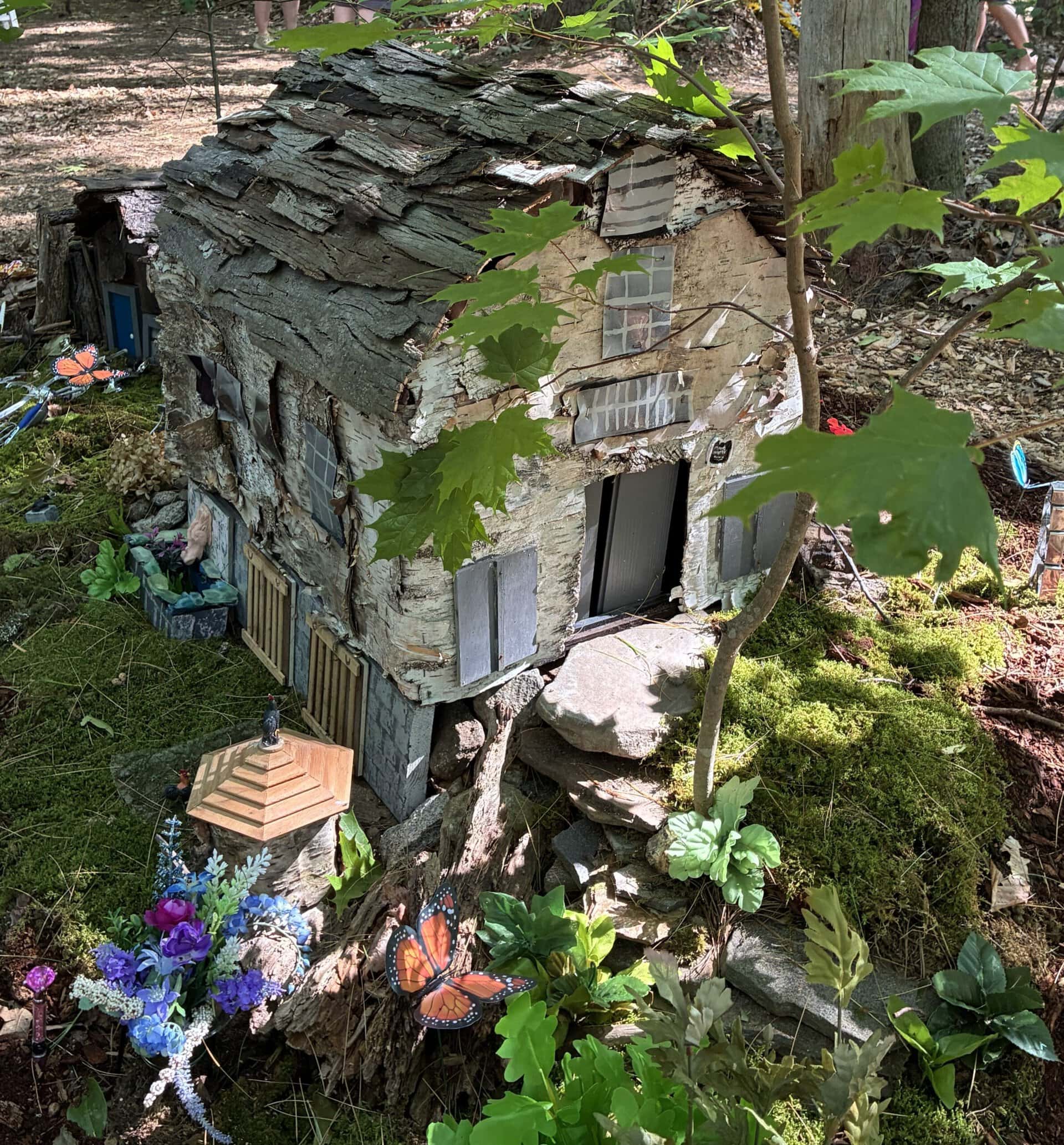 Fairy house with bark roof