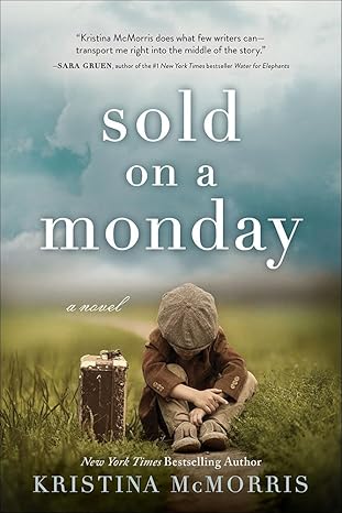 Book cover showing a little boy in 1930s dress sitting in a field with a battered suitcase