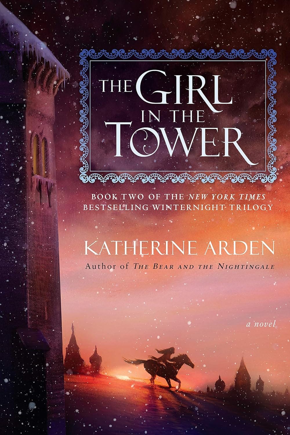 Book cover showing a girl on horseback galloping away from a tower