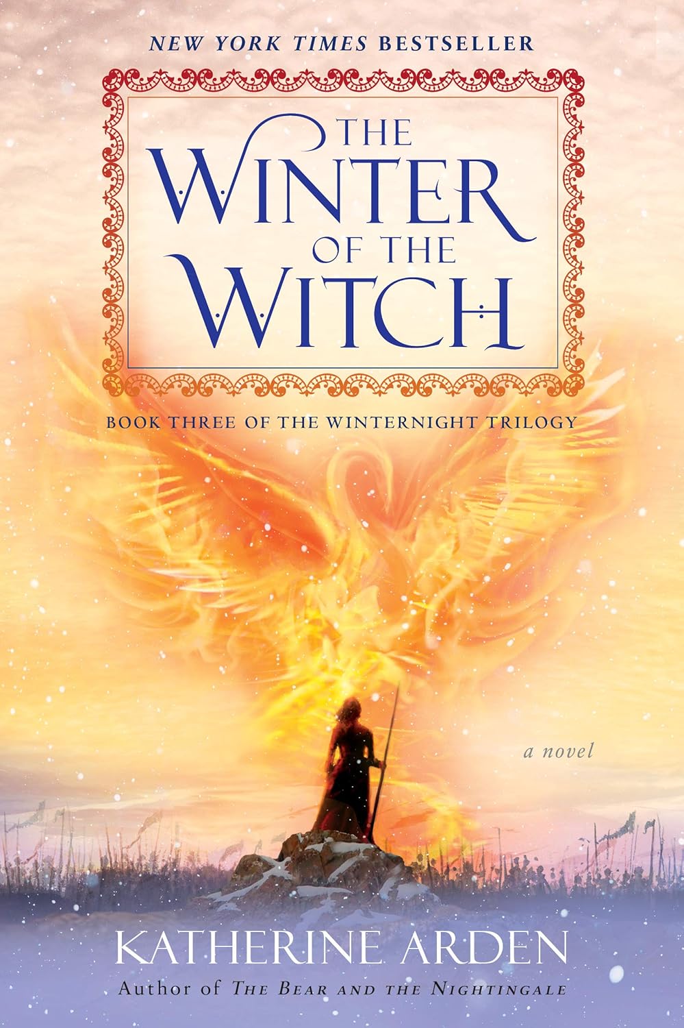 Book cover showing a firebird rising before a girl with a staff as an army waits in the distance