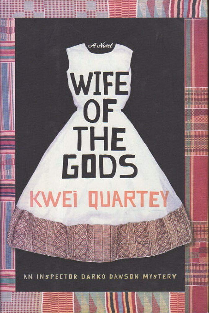 Book cover showing a woman's dress superimposed over an African textile background