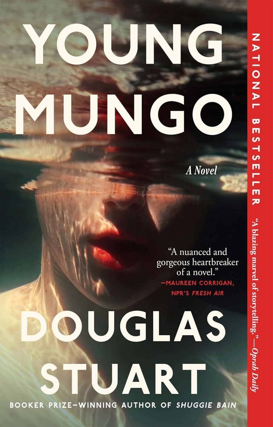 Book cover showing a boy's face half submerged in water.